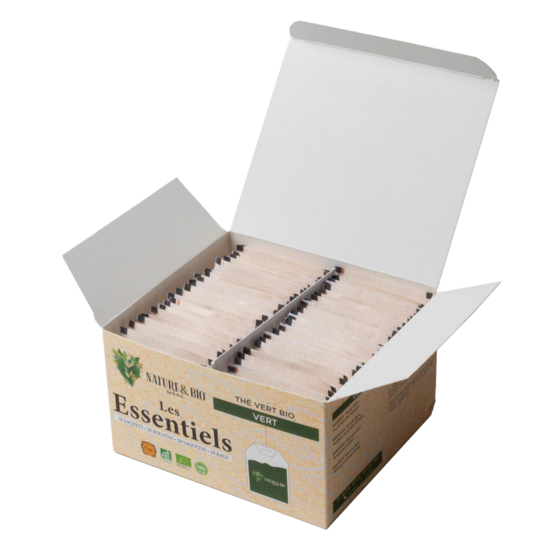 Thé Vert nature Bio||"Les Essentiels"| Boîte de 50 infusettes