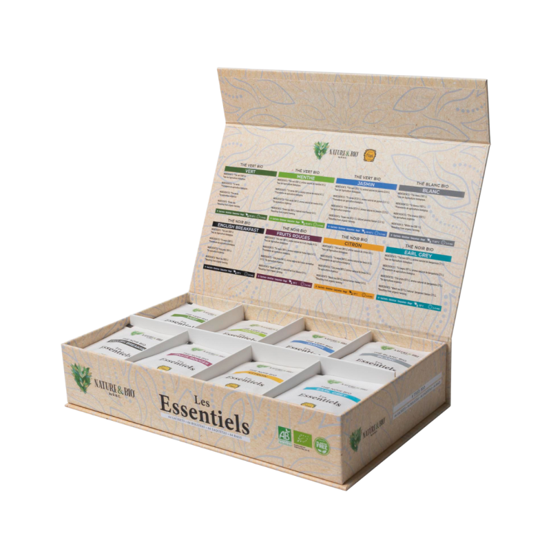 Coffret Thés Bio||"Les Essentiels"| Boîte de 64 infusettes