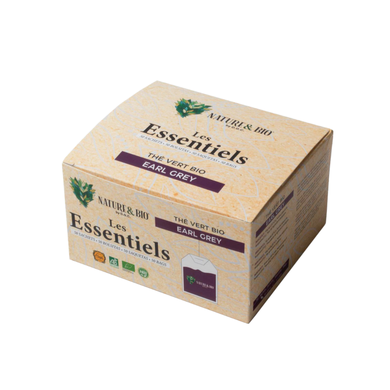 Thé Vert Earl Grey Bio||"LES ESSENTIELS" | Boîte de 50 infusettes