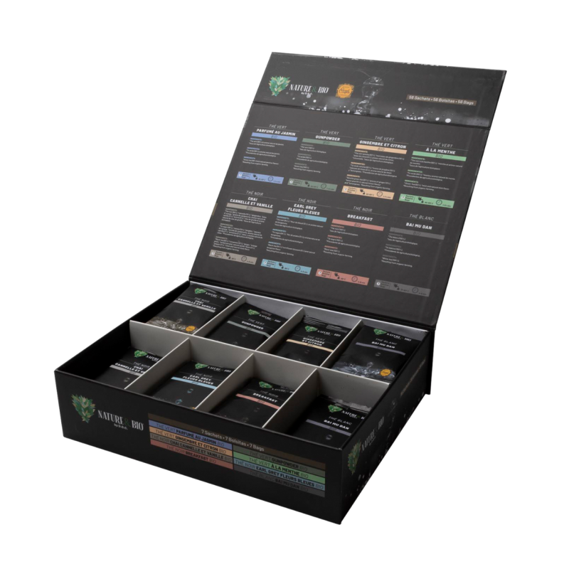 Coffret Thés Bio||Nature&Bio Premium| Boîte de 56 infusettes